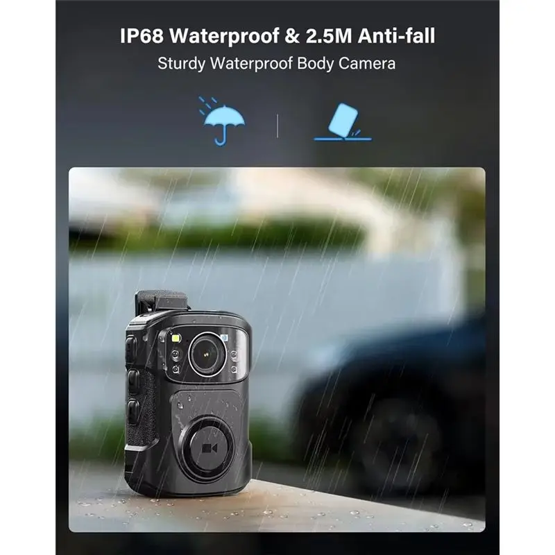 كاميرا الجسم الجديدة B4K5 4K IP68 GPS Bodycam 128GB 2160P تسجيل الفيديو كاميرا الشرطة للرؤية الليلية جهاز شحن كاميرا يمكن حملها بالجسم الصغيرة