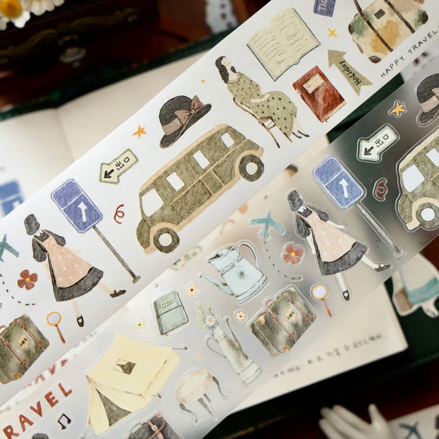 Die Cut Travel Diary Die Cut Washi Pet Tape Roll Maste Material Sticker