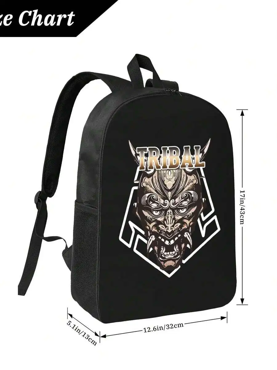 

Tribal Demon Print Waterproof Backpack Large Capacity Anti-Theft Laptop Bag Travel School College Work Casual Unisex Daypack