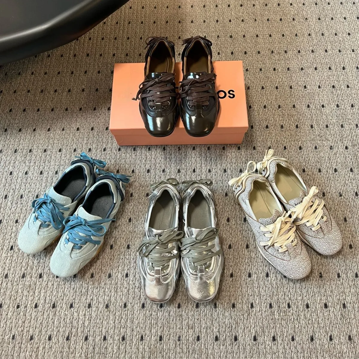 

New Niche Design Fashionable Versatile Crack Retro Lace-up Sheepskin Ballet Sports Casual Shoes Spot