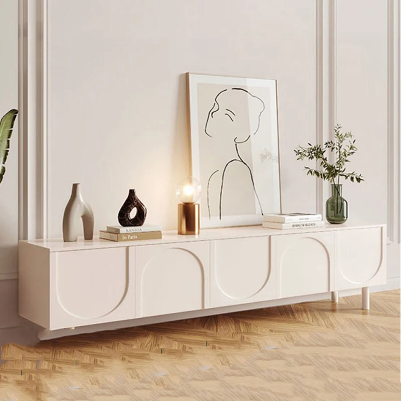 Meja TV Putih Modern untuk Ruang Tamu, Meja TV Mewah dengan Laci, Meja TV Desainer untuk Penyimpanan, Meja TV Universal, Furnitur Rumah