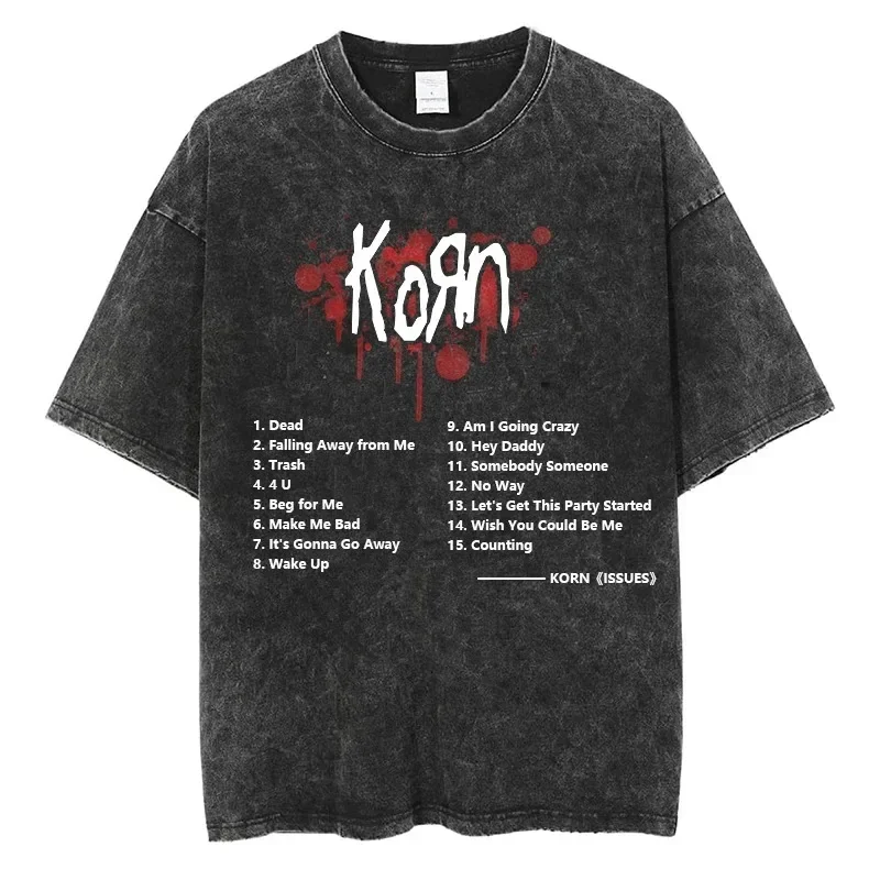 1999“ISSUES”Album Covers Graphic T-shirt Men Women Cotton Short Sleeve Tees For KORN Rock Band Heavy Metal Rock Music Fan Tshirt