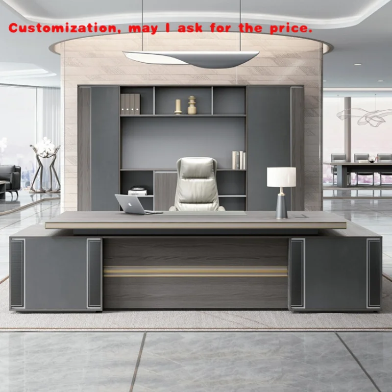 custom.Modern Luxury Executive L-Shape Office Desk CEOs Easy Assembly Extendable Wooden Panel Big Table Offices