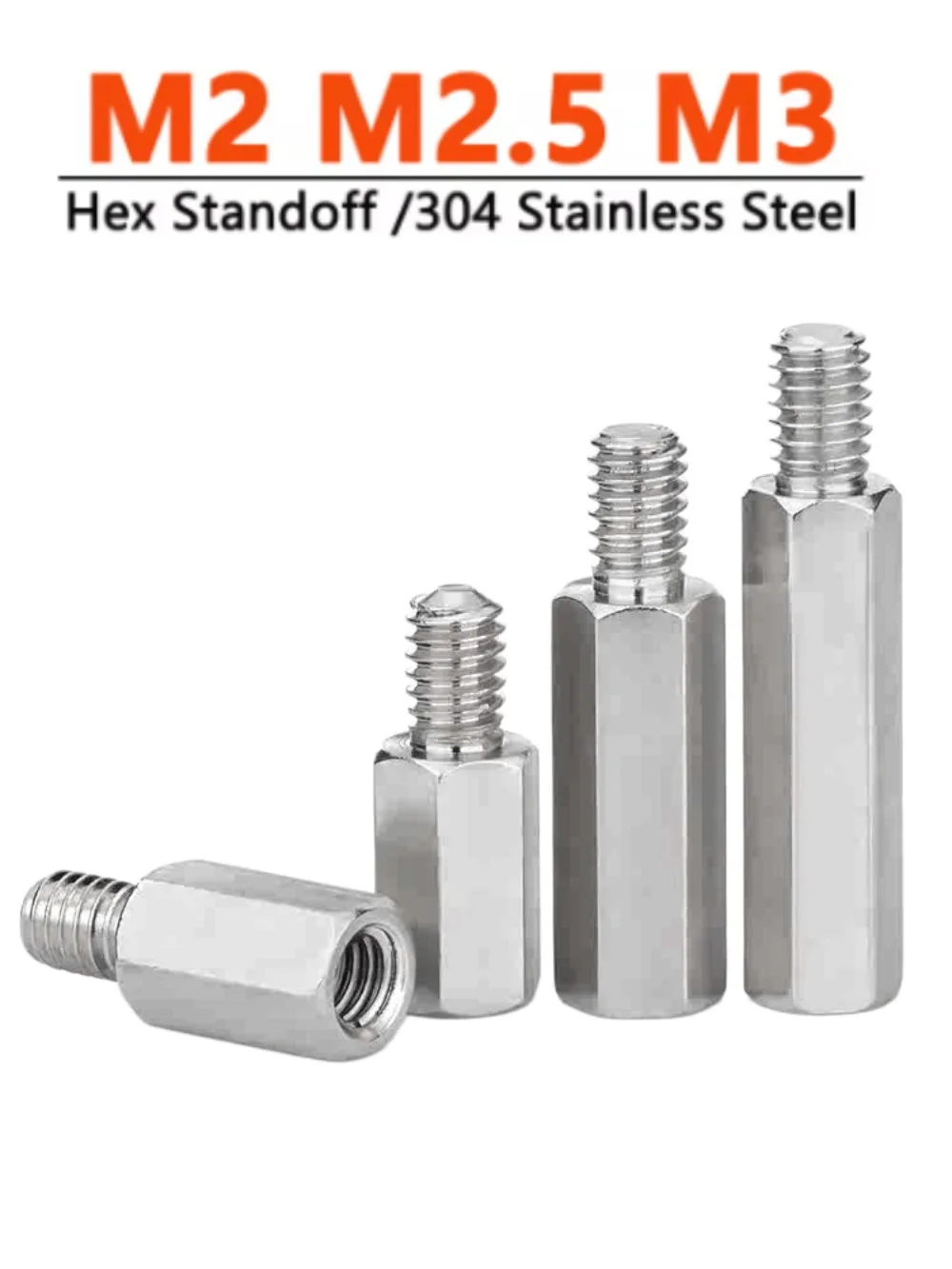 M2 M2.5 M3 Hex Standoff 304 Stainless Steel PCB Spacer Male to Female Threaded Pillar Single Head Column 4/6mm Hardware