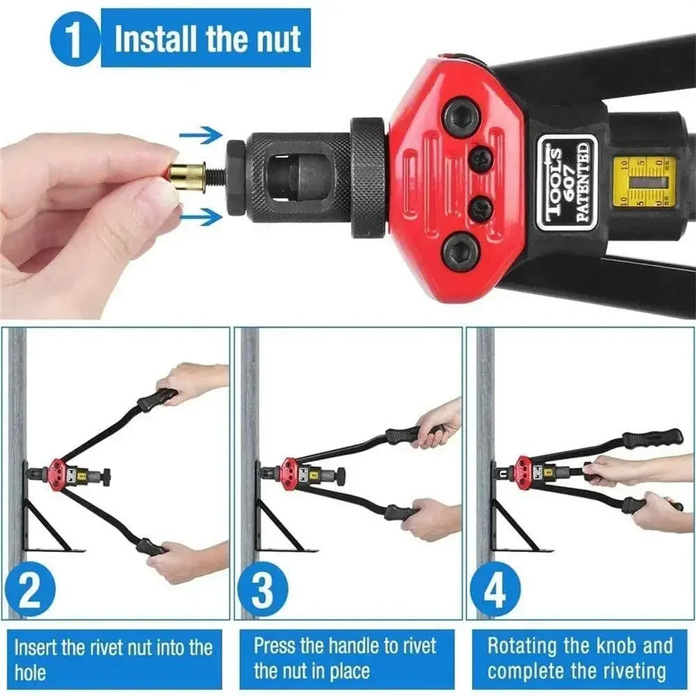 BT-605 Strumento per pistola per rivettatrice Inserto manuale Strumento per dadi per rivetti Mandrini manuali M3 M4 M5 M6 M8 M10 M12
