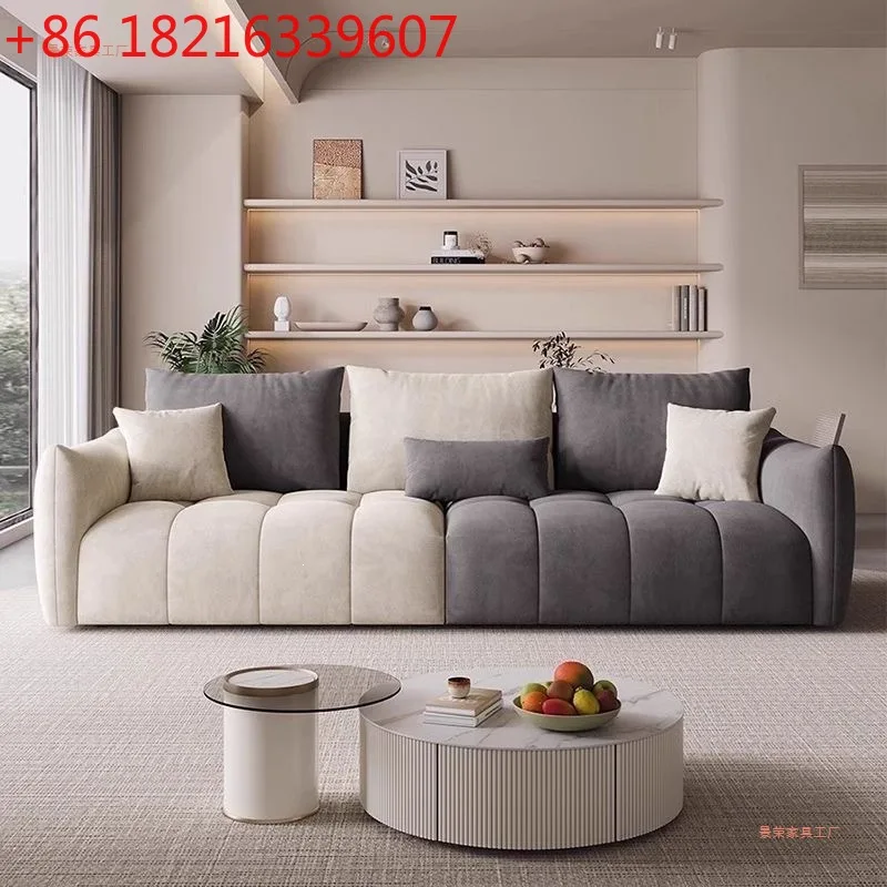 YAO Italian minimalist suede sofa living room small apartment wide three or four people modern simplicity