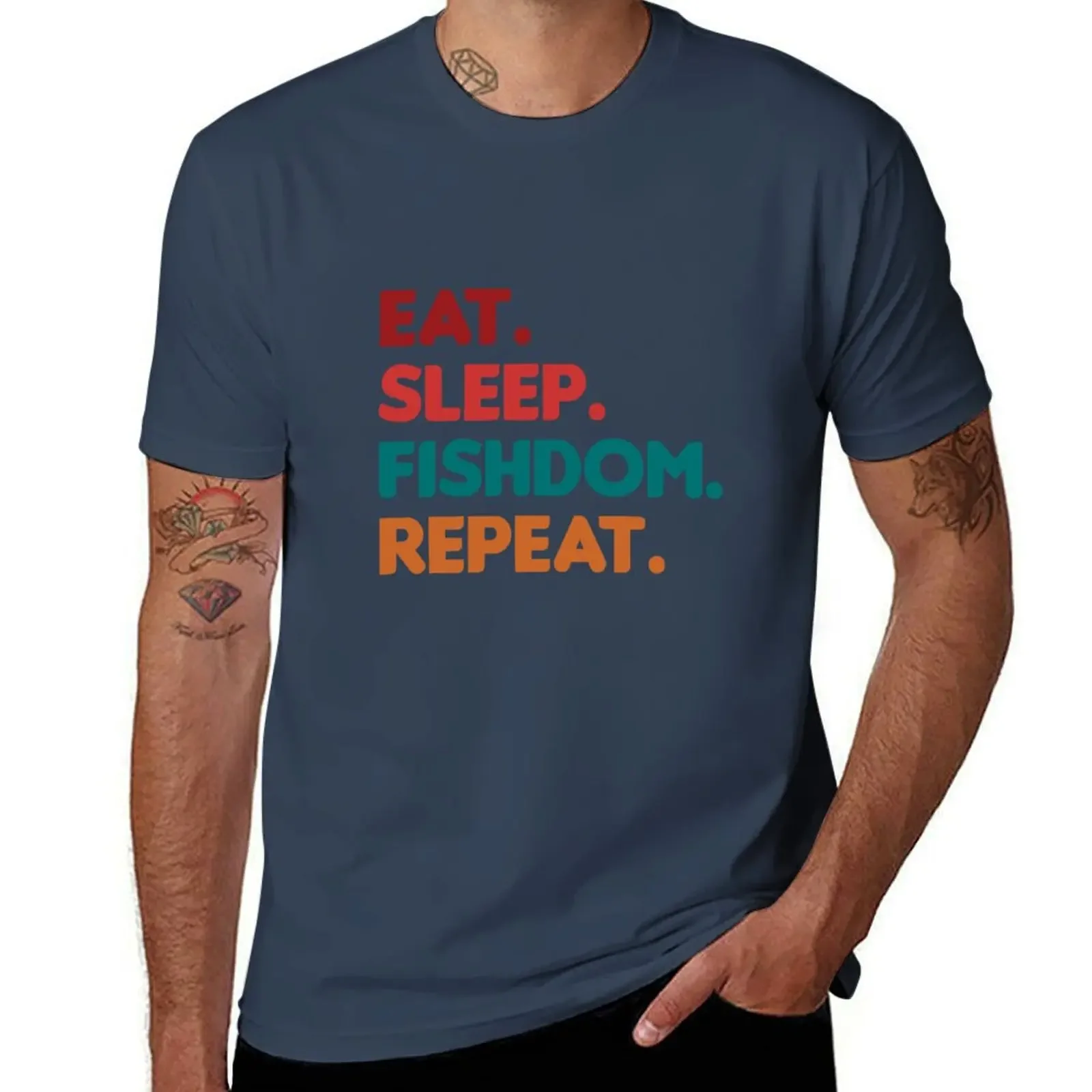 

Eat Sleep Fishdom Repeat Cool Funny T-shirt summer tops kawaii clothes sweat sublime mens t shirts casual stylish