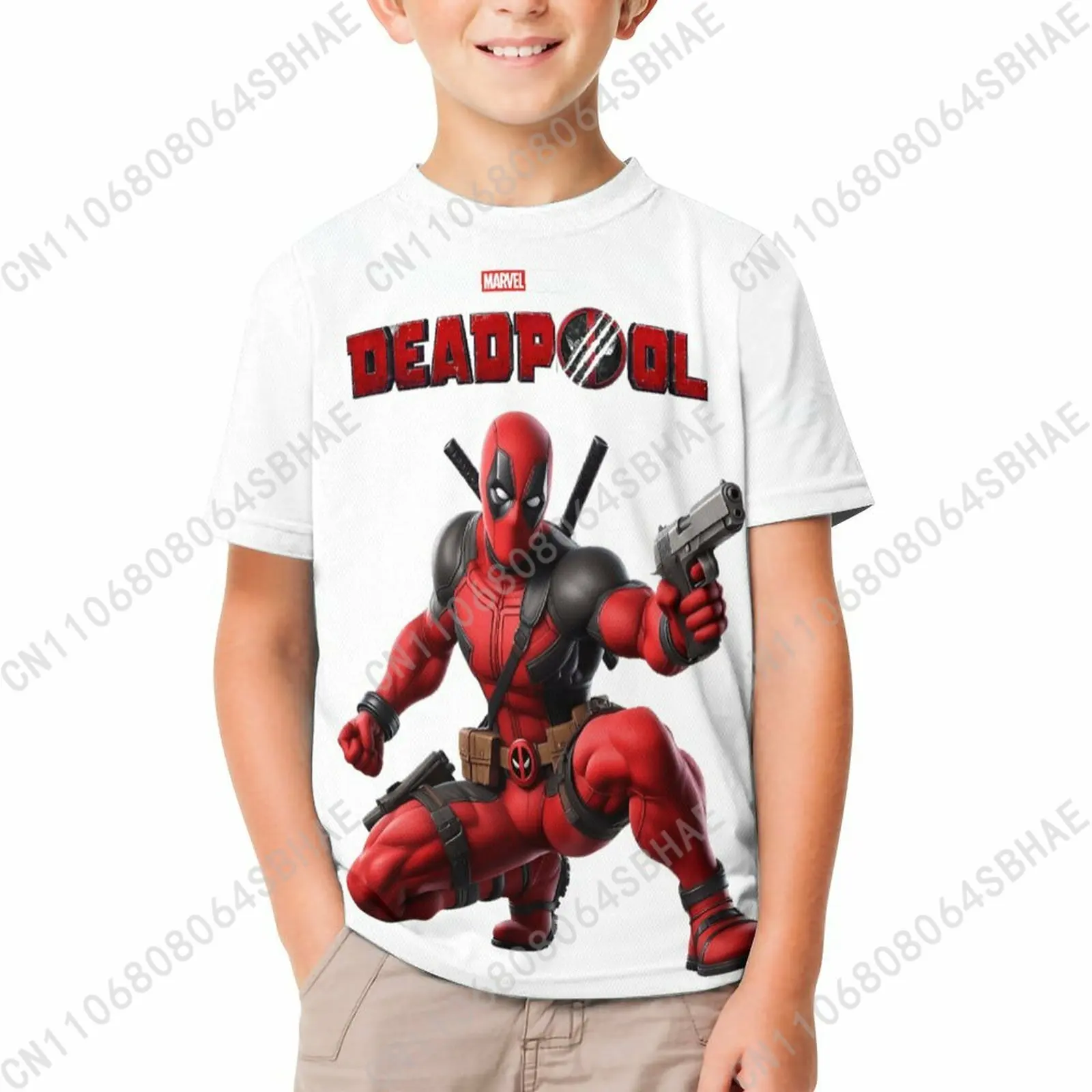 

Marvel Deadpool T Shirt Boy Girl Short Sleeve Print Cotton TShirt Comfortable Crew Neck Children Child Tee Cosplay
