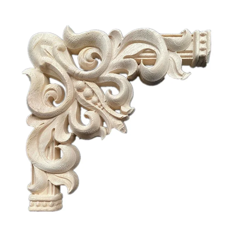 6-40cm Modern Wood Carving Decal Wood Carved Corner Applique Frame Home Doors Furniture Decor Sculptures Hollow Grid