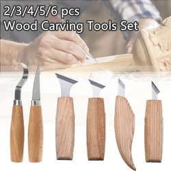 2/3/4/5/6PCS Chisel Woodworking Cutter Hand Tool Set Wood Carving Knife DIY Peeling Spoon Stainless Steel Sculptural Hooked