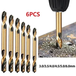 Set di punte da trapano a coclea a doppia testa HSS da 6 pezzi Set di punte da trapano a doppia estremità s per utensili elettrici per foratura di legno in ferro e acciaio inossidabile in metallo