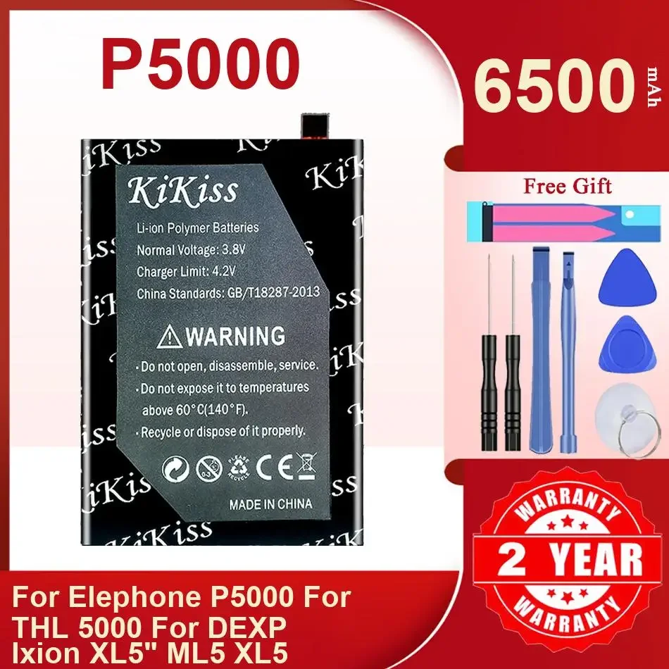 6500 мАч Kikiss Battery P5000 для Elephone THL 5000 DEXP Ixion XL5 