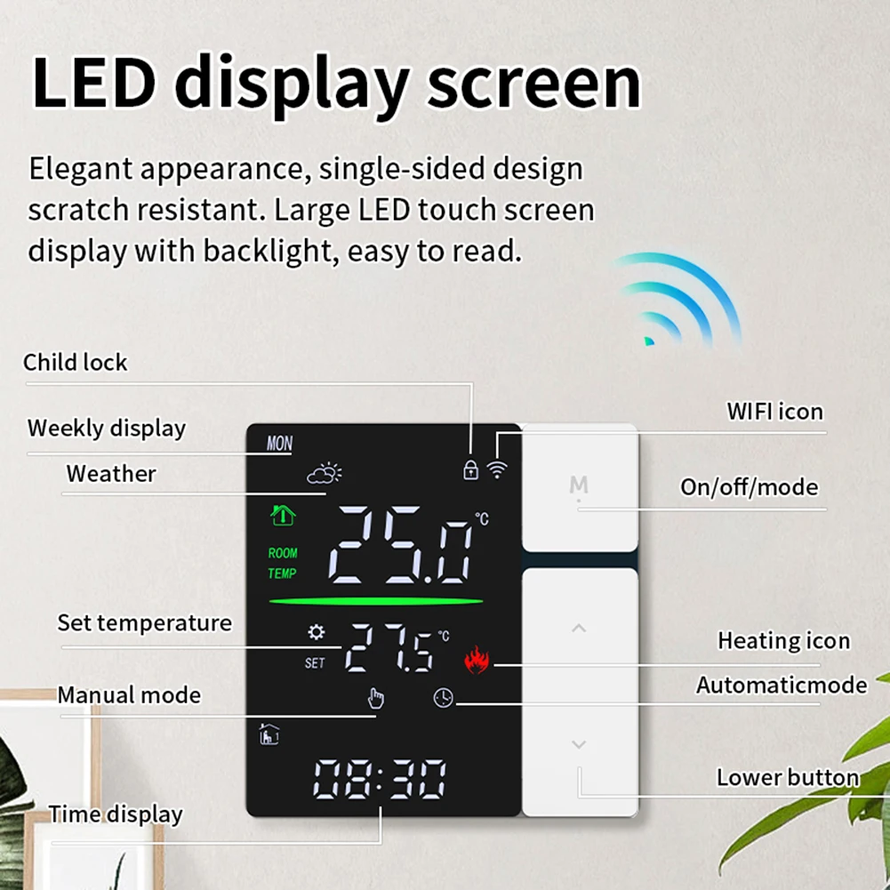 Water Gas Boiler Smart Thermostat Affordable Smart Solution Elegant Design Thermostat Remote Control Thermostat App 86*86*41 MM