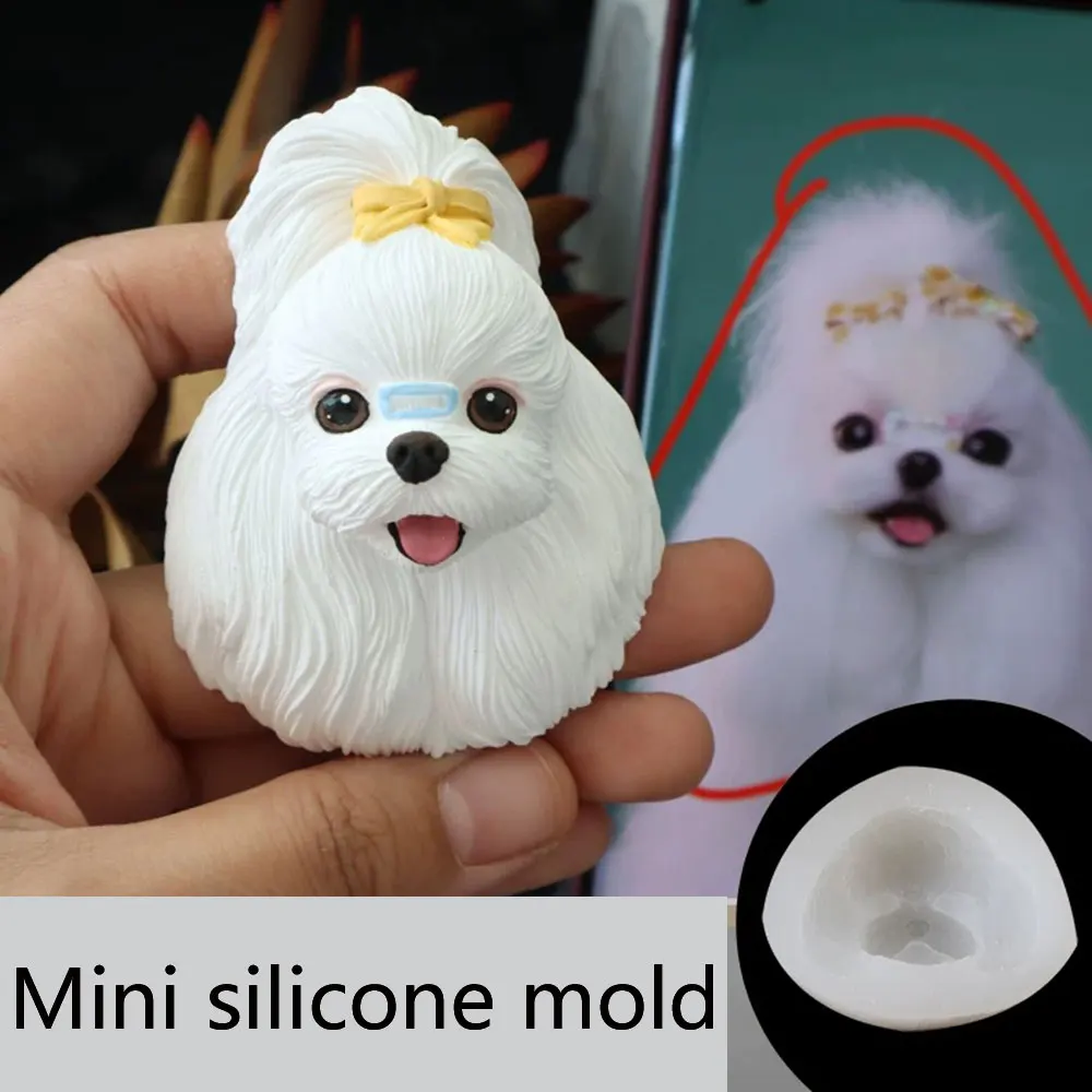 Realistic Maltese Face Silicone Mould, Reusable for Concrete, Gypsum - DIY Pet Memorial Candle, Resin Ornament, Puppy Lover Gift