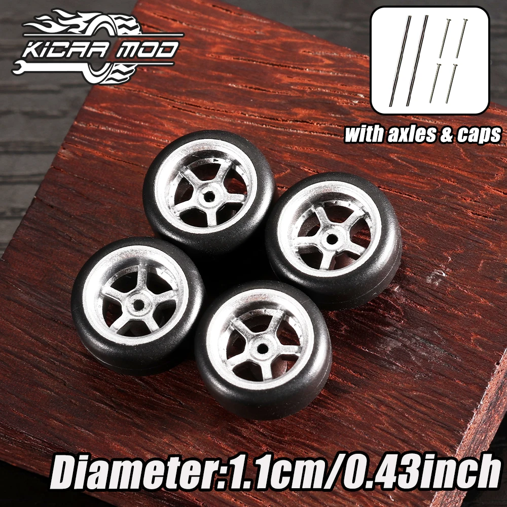 

KicarMod 1/64 Models Car Silvery Colour Wheels Tires Vehicle Toy for Hot Wheels Hobby Modified Parts 4PCS(1Set)