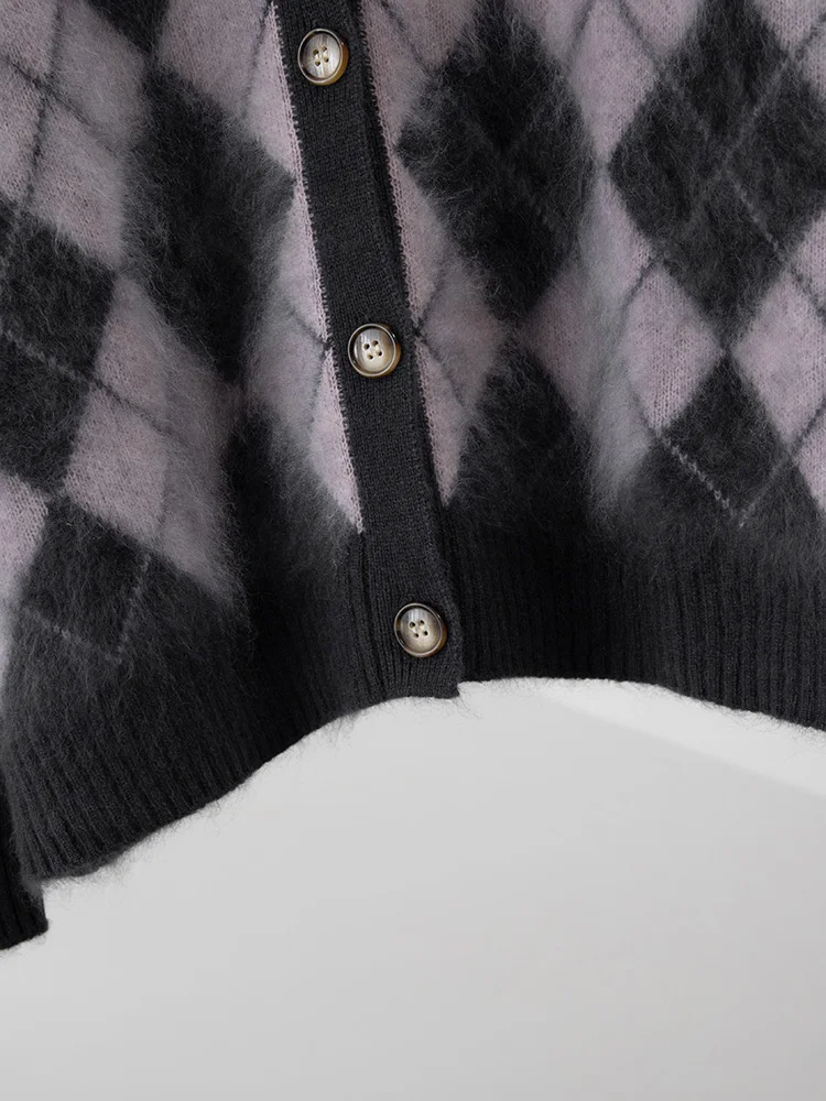 Wysokiej jakości damski sweter 100% kaszmirowy Klasyczny różnokolorowy różnokolorowy kardigan z dekoltem w szpic Jesień Zima Luksusowy design
