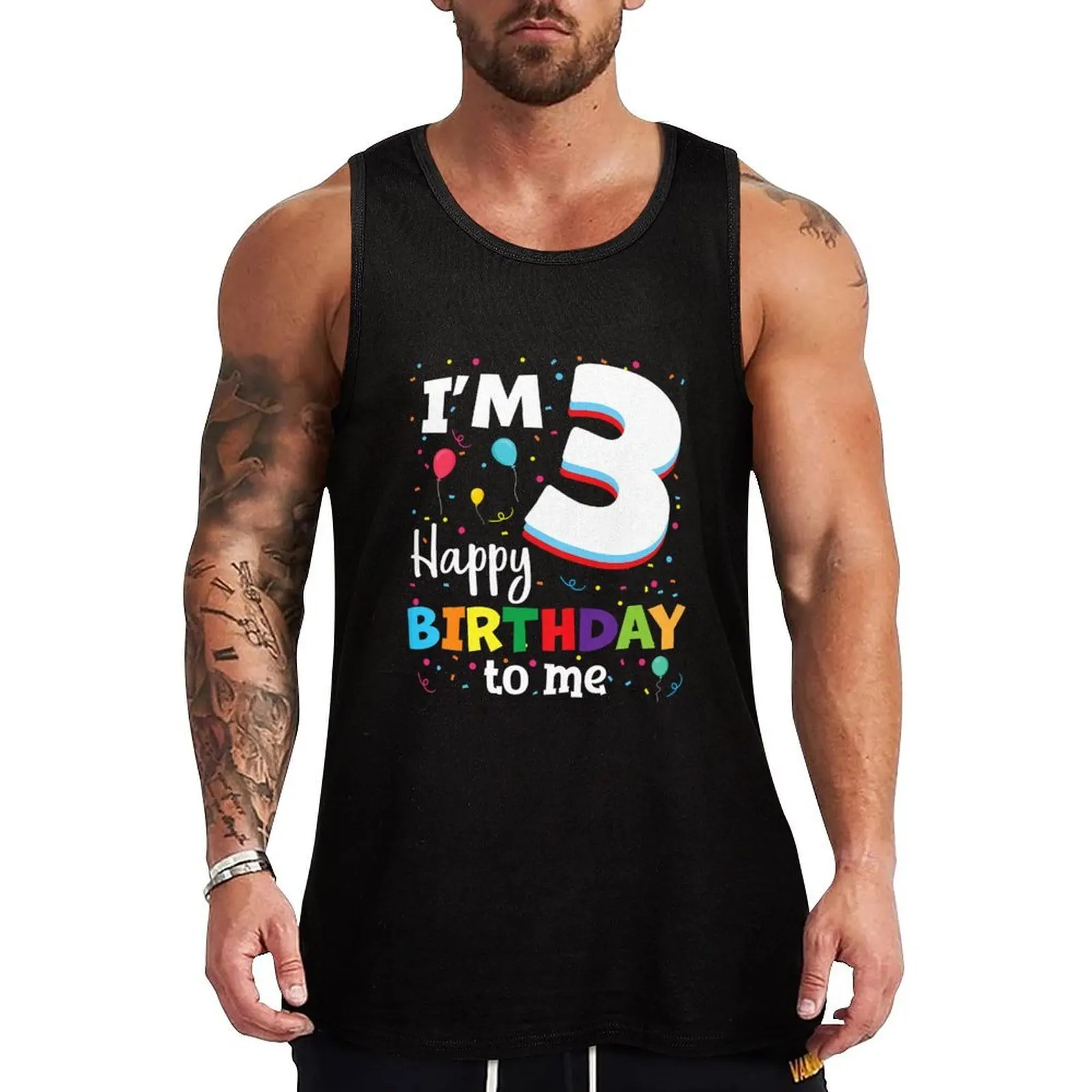 

3rd Birthday I'm 3 Happy Birthday To Me 3 Years Old Tank Top Quick Dry Tank Top for Running Jogging Athletic Wear