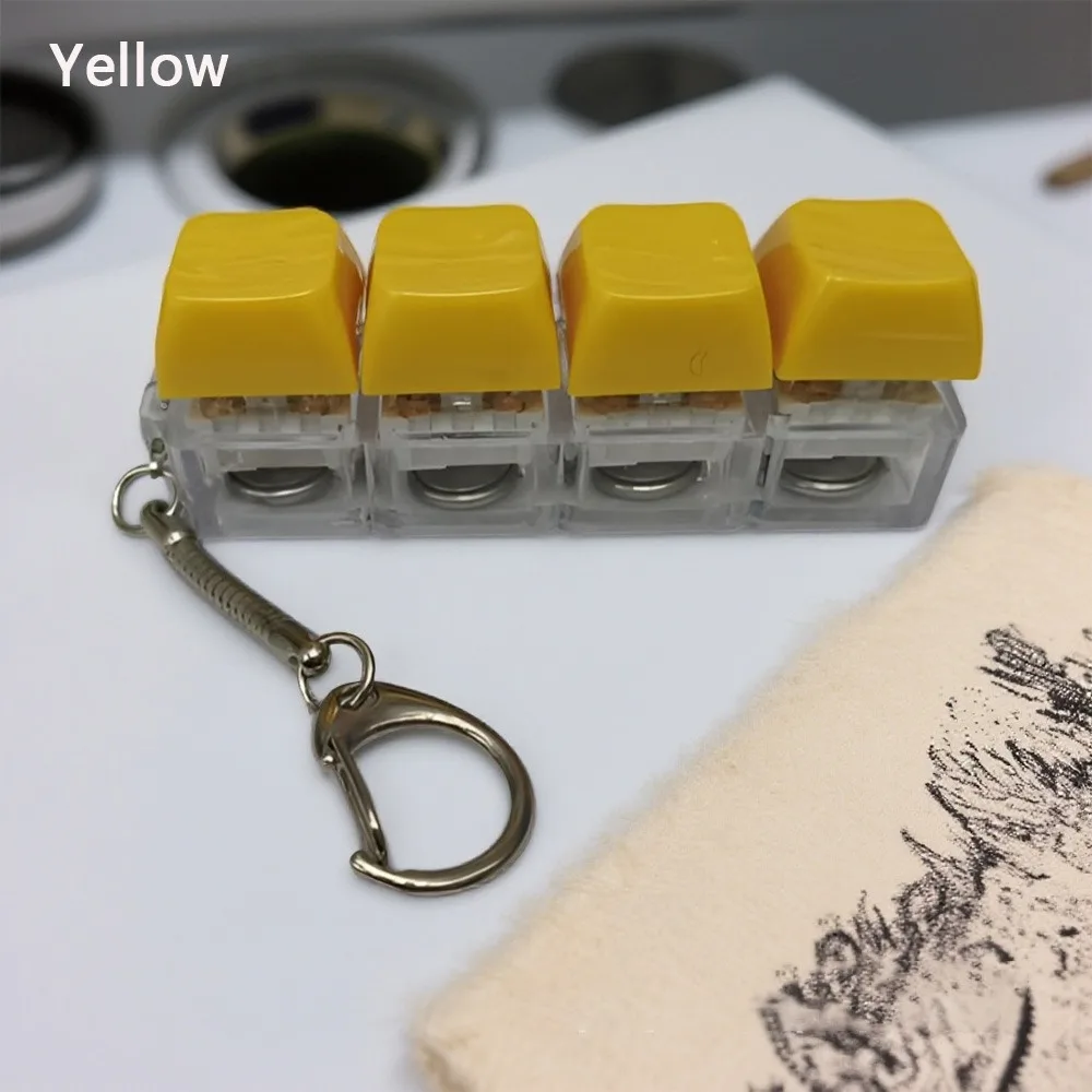 

Seven-color Lights Keyboard Fidget Diy Keycaps Stress Relief 4-button Shaft Tester with Keychain Finger Button Finger Keycaps