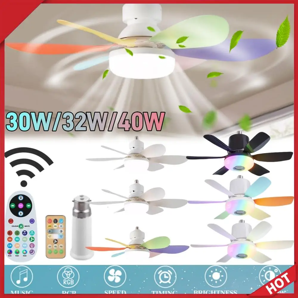 

Светодиодный потолочный вентилятор с винтовым потолочным вентилятором в розетке с дистанционным потолочным вентилятором и подсветкой, 3 скорости с регулируемой яркостью для спальни, кухни