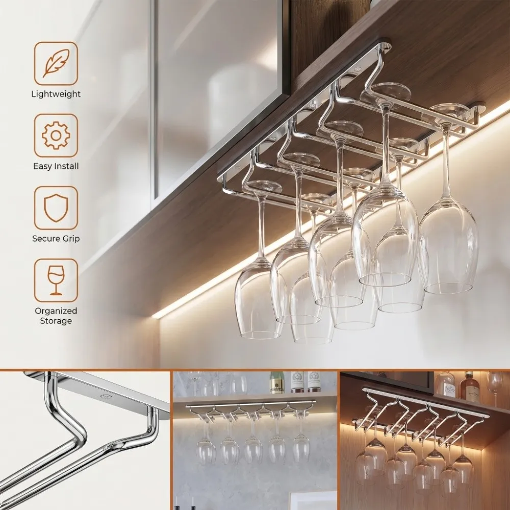 304 Stainless Steel Wine Glass Rack Premium High-End Wine Glass Hanger Waterproof Inverted Hanging Goblet Cabinet