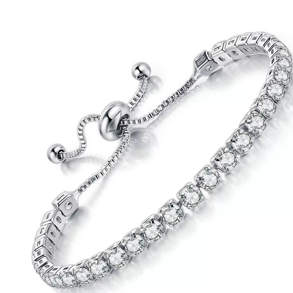 Fine 925 Sterling Silver Bracelet Elegant Zircon Tennis Crystal Chain for Women lady Fashion Noble Engagement Wedding Glam