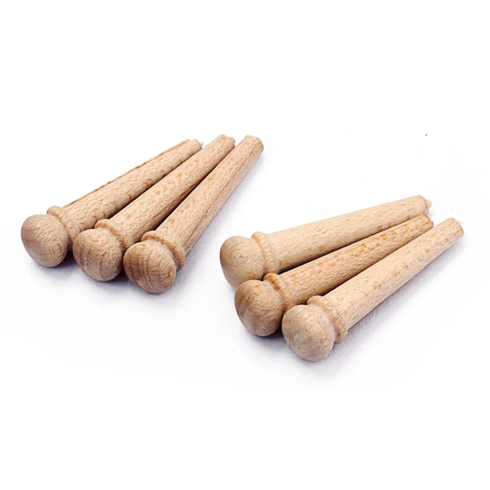 

6 pcs Maple Wood Guitar Bridge Pins Acoustic Folk Guitar Replacement Parts Durable String Pegs For Improved Sound