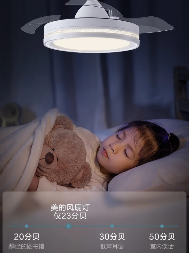 Midea – plafonnier en ventilateur électrique Invisible, design moderne, luminaire décoratif de plafond, idéal pour un salon