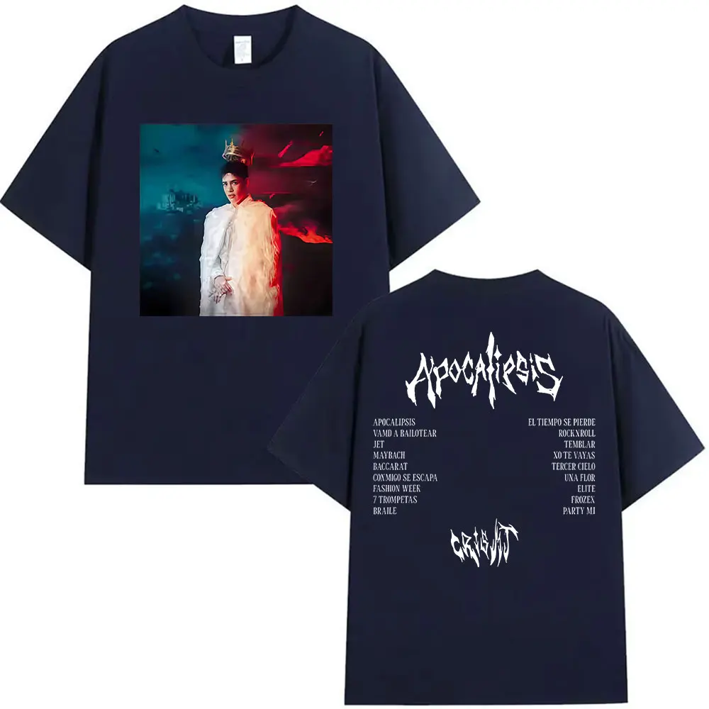 Rapper Cris MJ Apocalipsis 2026 Album Graphic T Shirts Men's women Hip Hop Gothic Fashion Retro  Short Sleeve T-shirt Streetwear