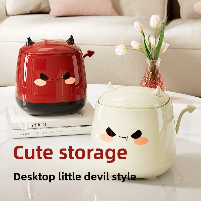 

Cute Aesthetic Desktop Storage Bin - Office & Bedroom Paper Waste Basket, High-End, Space-Saving, Home Décor Must-Have