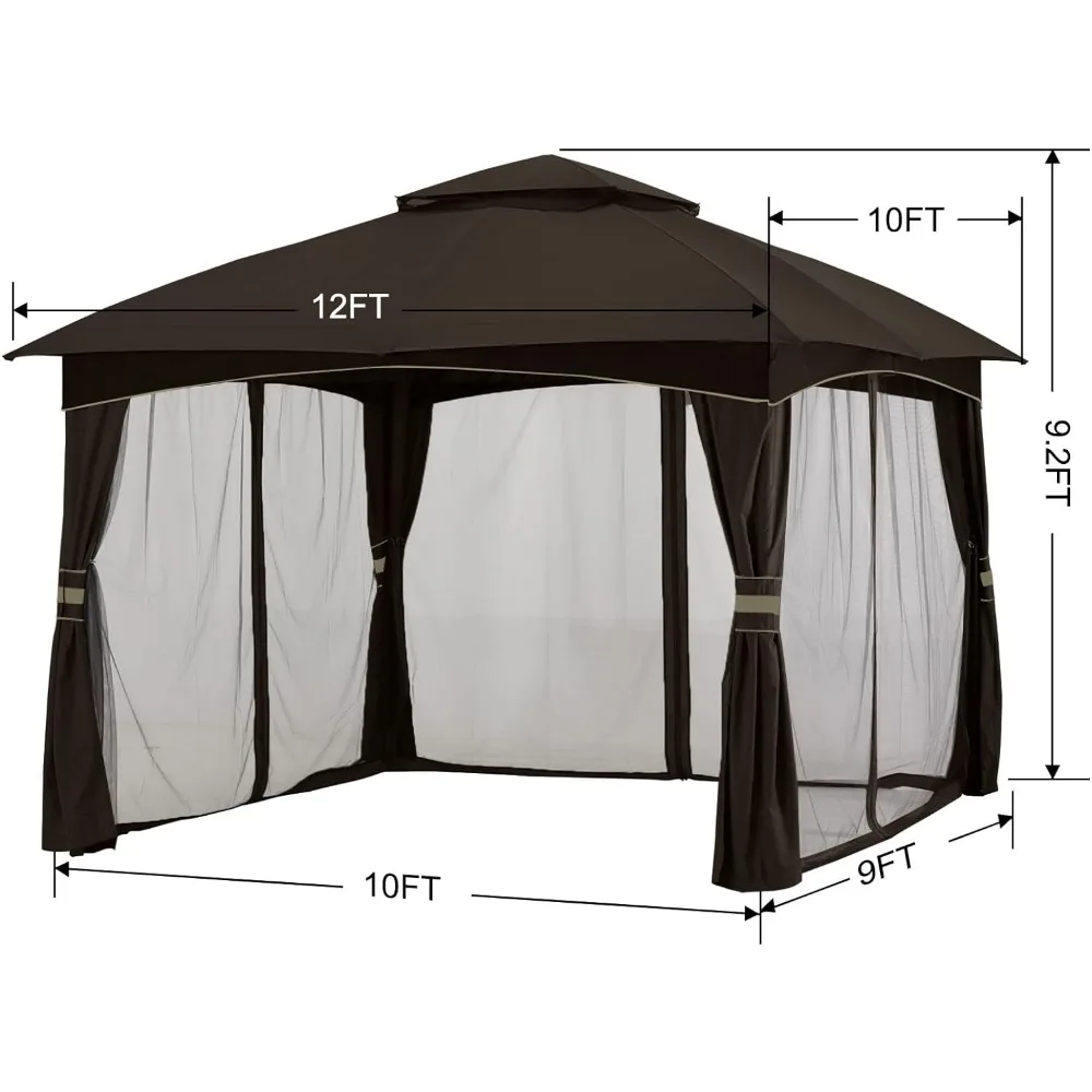 Imagem -05 - Toldo ao ar Livre para Pátio Gazebo Atualizar Steel Frame e Netting Walls Folding Canopy Tent Casa 10x12