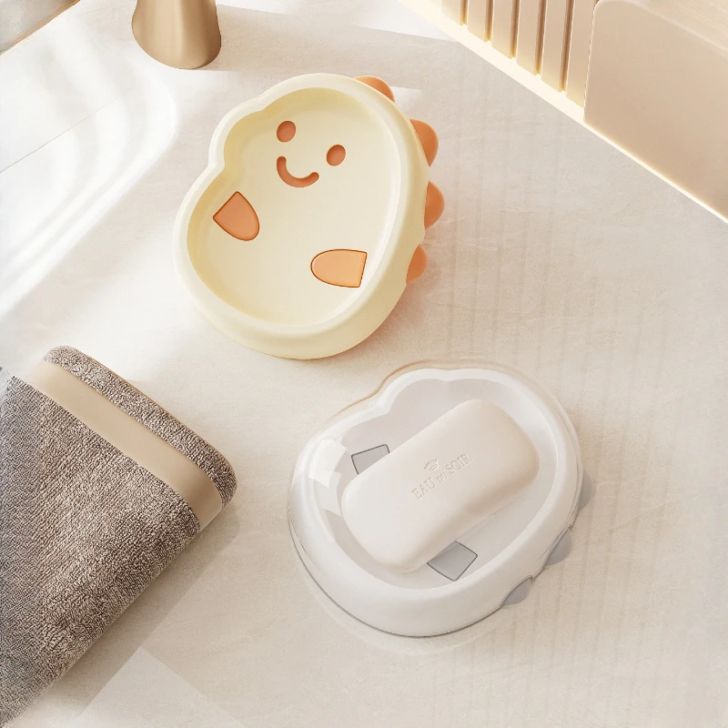 1/2/3pcs Bathroom Covered Soap Storage Box, Double-Layer Draining Soap Box, Household Student Dormitory Bathroom Soap Rack