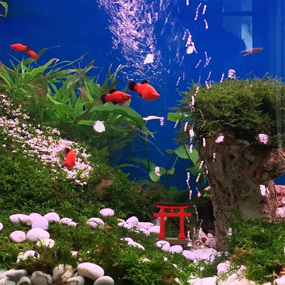 

2Pcs Japanese Gate Resin Miniature Decoration for Fish Tank Garden Crafts Micro Landscape Prop Aquarium Ornament