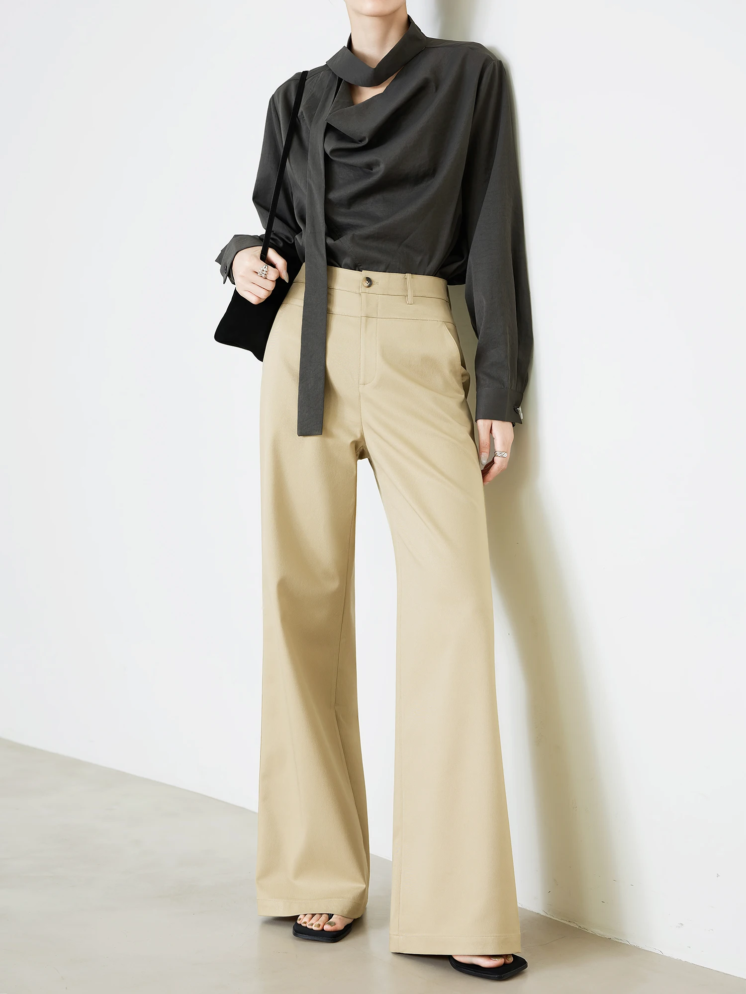 

Женские повседневные брюки прямого кроя цвета хаки, новинка весны, элегантные, в стиле Old Money, свободного кроя, летние, Moira K9723