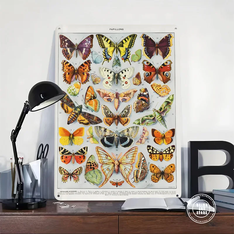 Papillons Tinplate Poster Custom Wall Art Vintage Metal Signs Retro Tin Plaque for Mancave Decoration Gaming Bathroom Decor Home