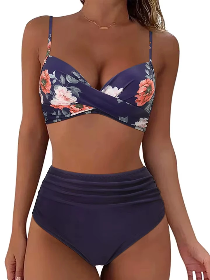 

Vzvn Sexy Print Spaghetti Strap Bikinis Women Split Swimsuit Beach Bikini 2026 All Season High Waist Brazil Bikinis 2 Piece Set