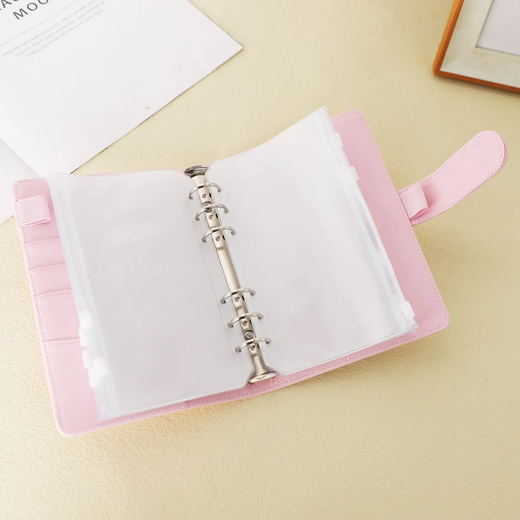 Сумки для папок DN-14, А6 с кожаной крышкой для папок, 6-кольцевая бюджетная папка с денежным конвертом, папка для экономии денег