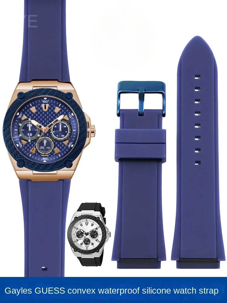 

High-end Popular Silicone Watchbands for Guess W0247G3 W0040G3 W0040G7 Series Blue Sweatpoof Comfortable Strap 22mm