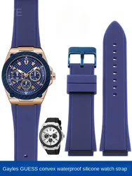 High-end Popular Silicone Watchbands for Guess W0247G3 W0040G3 W0040G7 Series Blue Sweatpoof Comfortable Strap 22mm