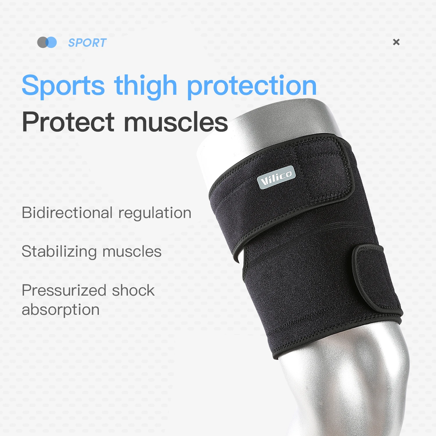 Adjustable Compression Thigh Brace Knee Support Leg Sleeve Upper Leg Wrap for Women Men Muscle Pain Relief