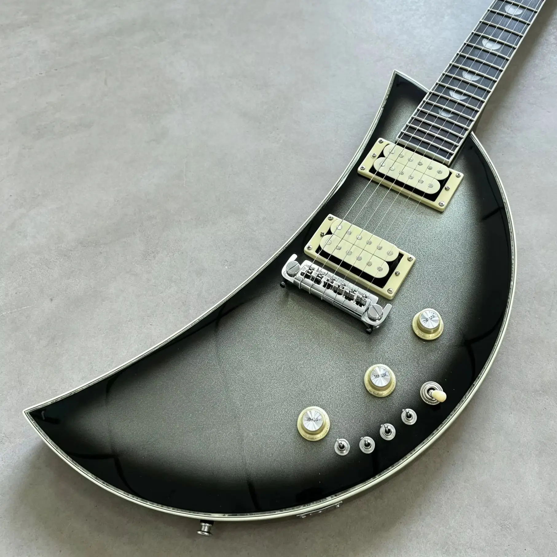 Solar Moon Electric Guitar New Moon Fingerboard Inlaid With Black To Gray Color Scheme Walnut Body Beginner Gift Set Of 22 Color