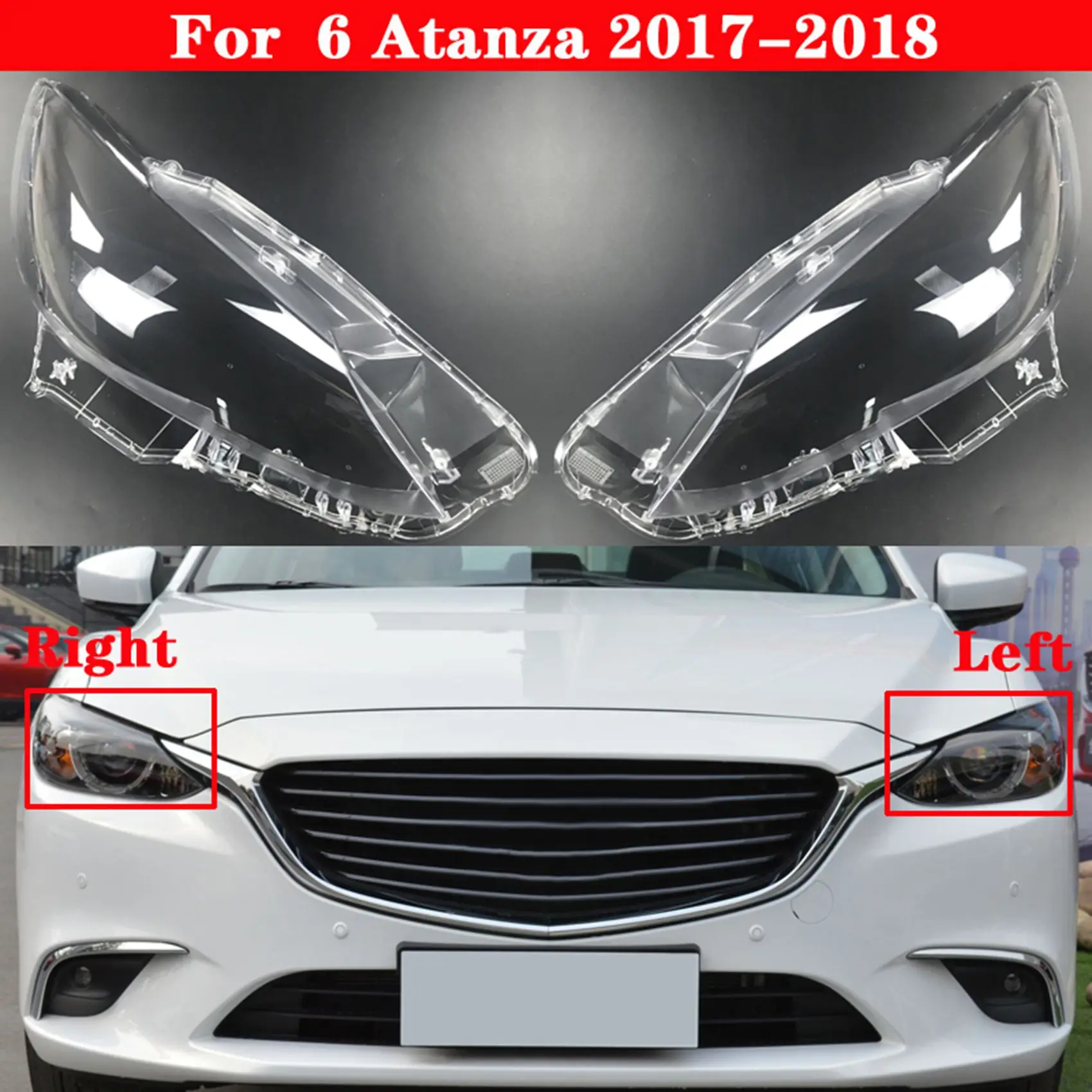 Coprifaro anteriore sinistro per auto faro anteriore lampada lente in vetro guscio paralume tappi per Mazda 6 Atenza 2017-2019