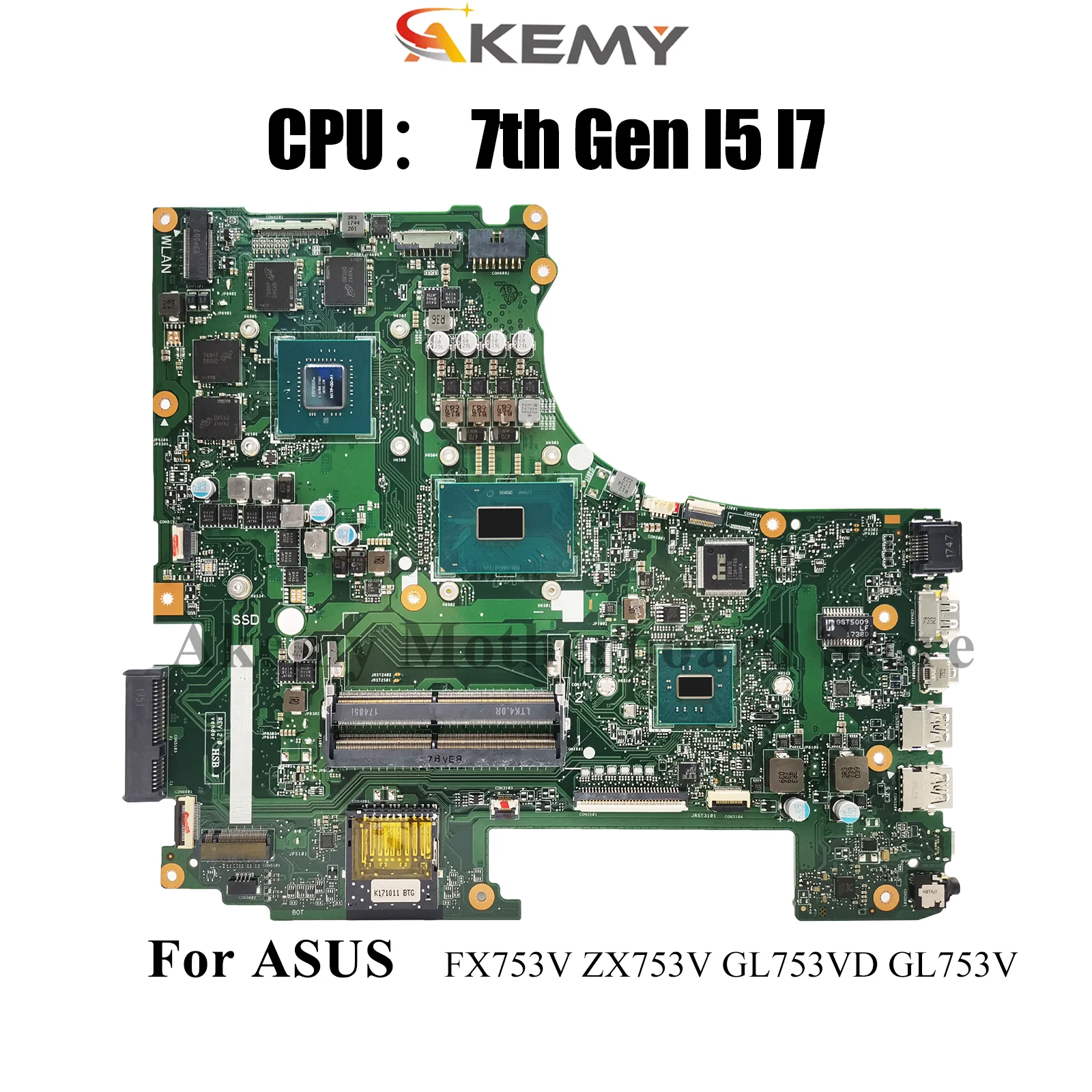 

GL753VD Laptop Motherboard For ASUS ROG Strix ZX753V GL753VE GL753VD FX753V GL753V Mainboard With I5 I7 CPU 100% tests OK stk