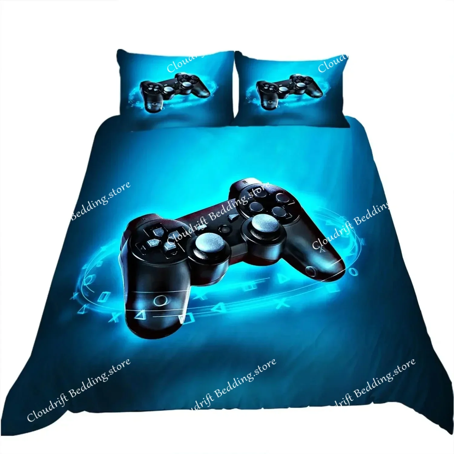 Gaming Bedding Set Game Bed Cover 135 for Adults Boys Soft Microfiber Modern Gamepad Duvet Cover Decorative with Pillowcase