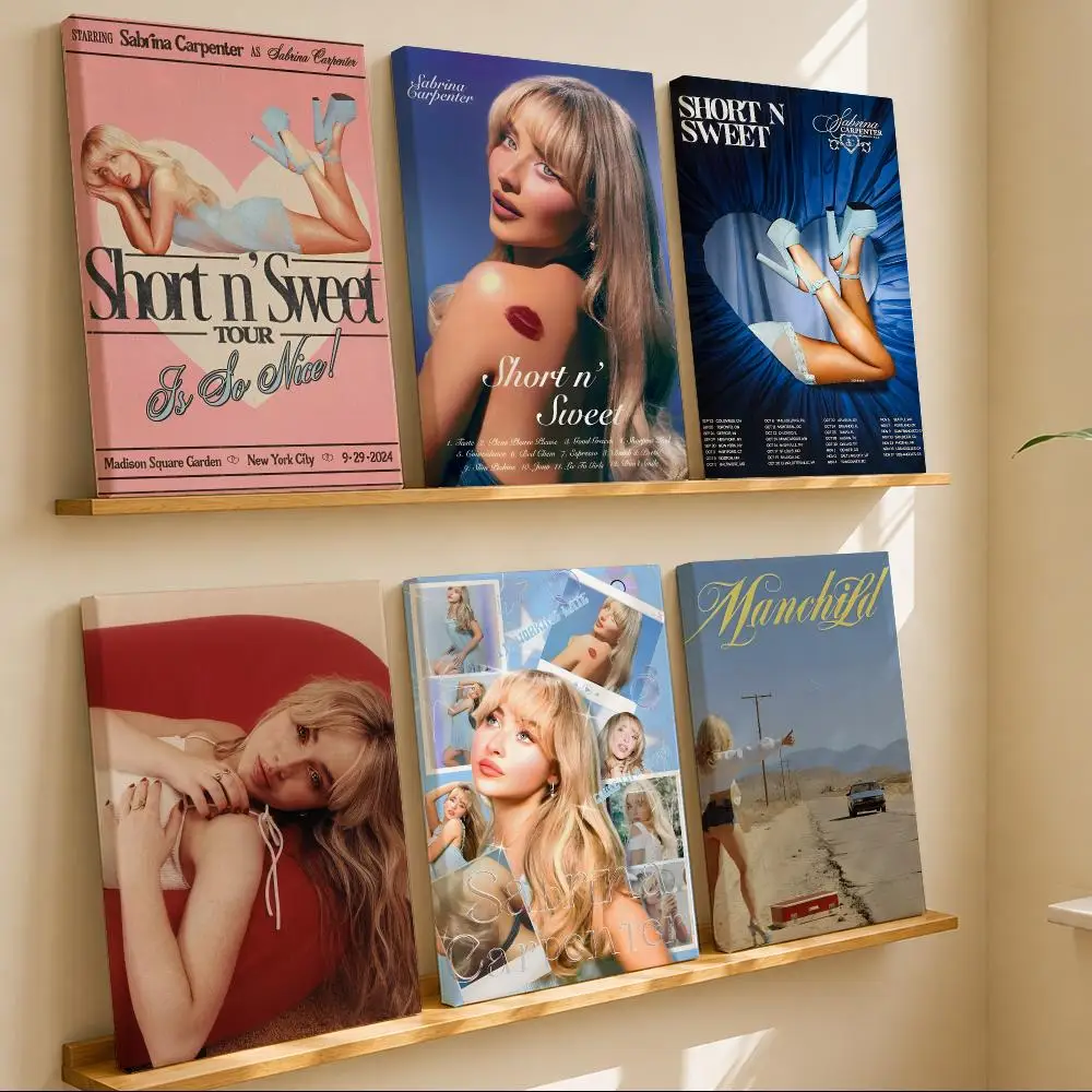 Pop Singer S-Sabrina Carpenter Framed Wall Painting Canvas Art Poster with Solid Wood Frame for Living Room Home Decor