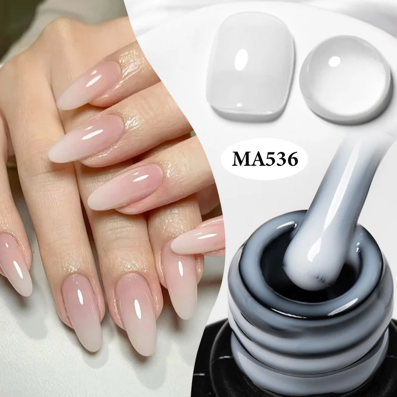 MEET ACROSS 7ml Jelly Milky White Translucent Gel Nail Polish Semi Permanent UV Gel Nail Art Soak Off Gel Varnish Young Fashion