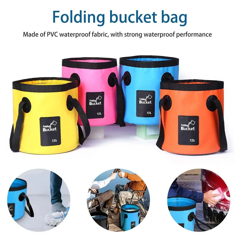 Multi-Purpose Portable Collapsible Bucket for Fishing Camping Outdoor Car Washing, Durable PVC Leakproof Storage Pail