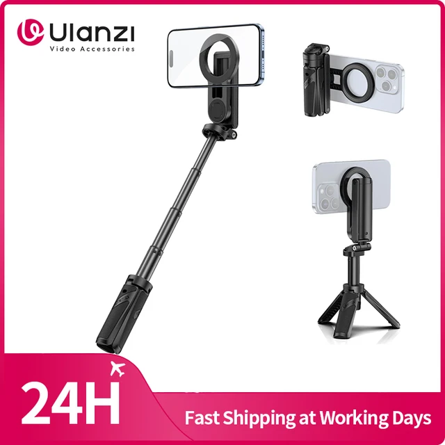 ​ Ulanzi JJ03 Magnetyczny statyw do telefonu Bezprzewodowy uchwyt do telefonu Selfie Stick Statyw biurkowy do iPhone'a 16 15 14 13 Pro Pro Max