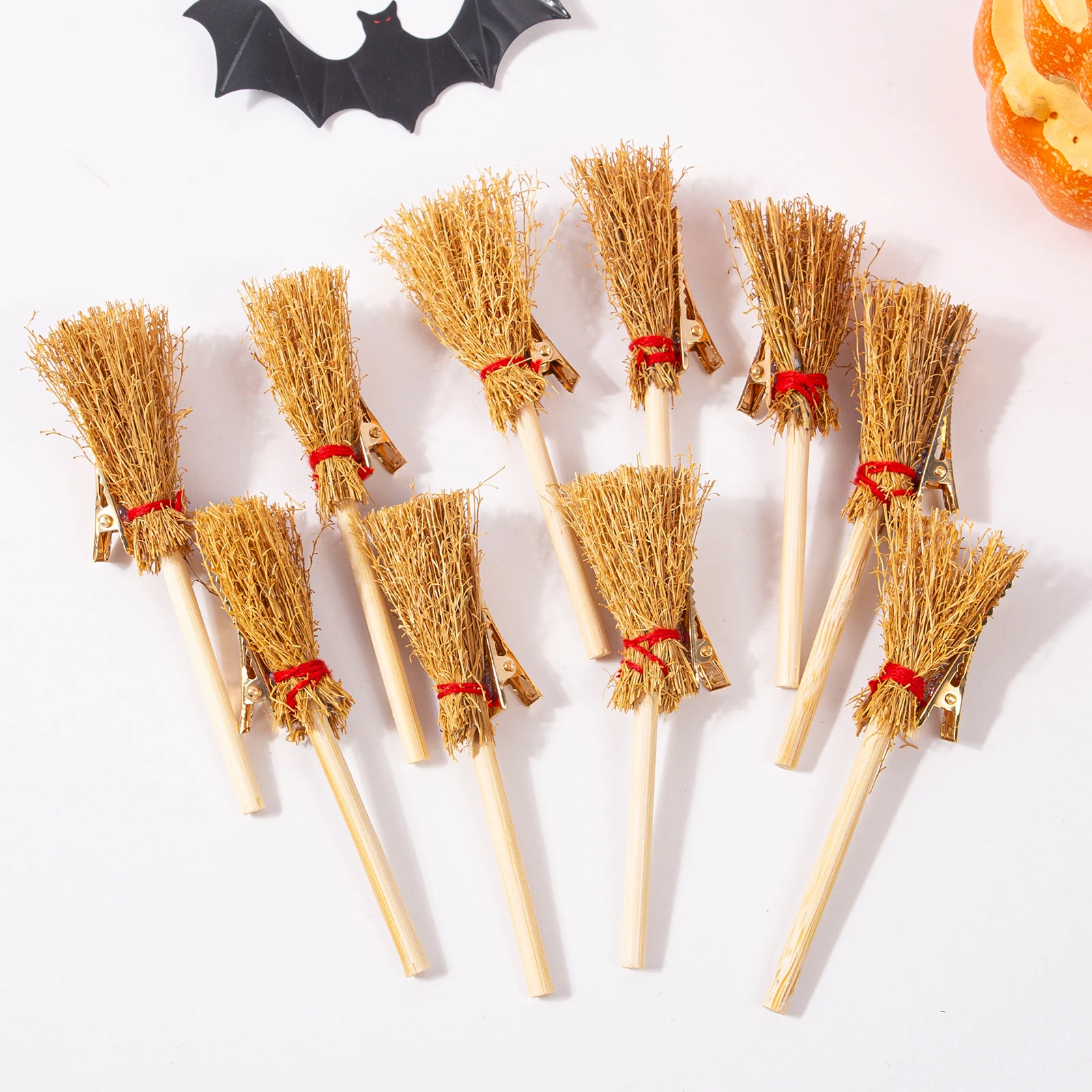 5/10pcs Mini Broomstick Hair Clips Halloween Funny Hairpins Women Girls Halloween Party Hair Accessories
