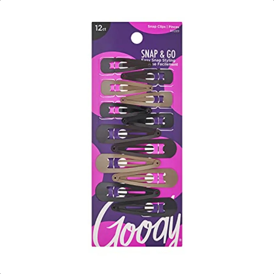 

Goody Metal Contour Hair Snap Clips 12 Count Assorted Colors Just Snap Into Place Suitable for All Hair Types PainFree Hair Acc