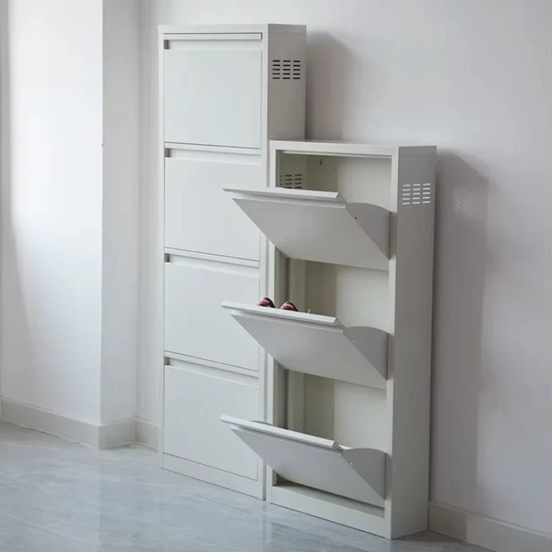 Most popular livingroom furniture white be fixed to the wall 3 layer steel small size metal shoe cabinet